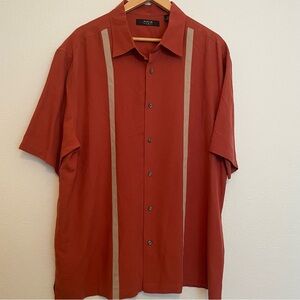 Axis LA Short‎ Sleeve Button Up Shirt Men’s XXL Silk Burnt Orange